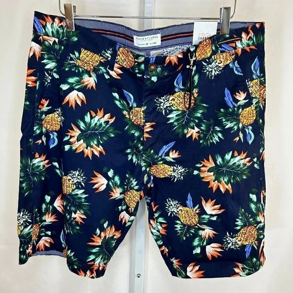 2/$30 Denim & Flower Ricky Singh Size 36 Men’s Floral Tropical Hawaiian Shorts